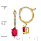 14k 1/10ct Diamond and Ruby Dangle Hoop Earrings-WBC-EM5604-RU-010-YA