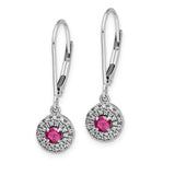 14k White Gold Diamond Halo Ruby Leverback Dangle Earrings-WBC-EM5605-RU-020-WA