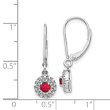 14k White Gold Diamond Halo Ruby Leverback Dangle Earrings-WBC-EM5605-RU-020-WA