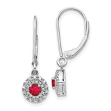 14k White Gold Diamond Halo Ruby Leverback Dangle Earrings-WBC-EM5605-RU-020-WA