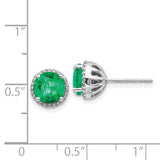 14k White Gold Diamond and Emerald Post Earrings-WBC-EM5608-EM-013-WA