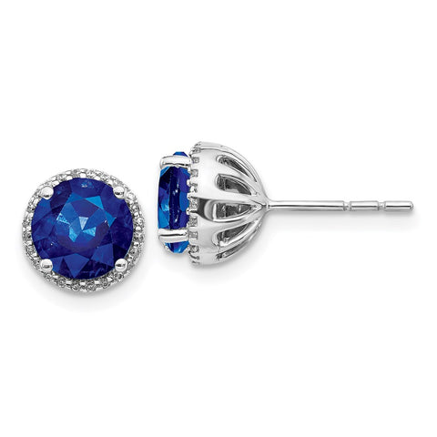 14k White Gold Diamond and Sapphire Post Earrings-WBC-EM5608-SA-013-WA