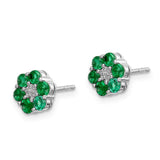 14k White Gold Polished Emerald and Diamond Post Earrings-WBC-EM5609-EM-001-WA