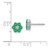 14k White Gold Polished Emerald and Diamond Post Earrings-WBC-EM5609-EM-001-WA