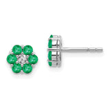 14k White Gold Polished Emerald and Diamond Post Earrings-WBC-EM5609-EM-001-WA