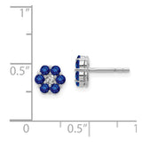 14k White Gold Polished Sapphire and Diamond Post Earrings-WBC-EM5609-SA-001-WA