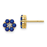 14k and Rhodium Sapphire and Diamond Post Earrings-WBC-EM5609-SA-001-YA