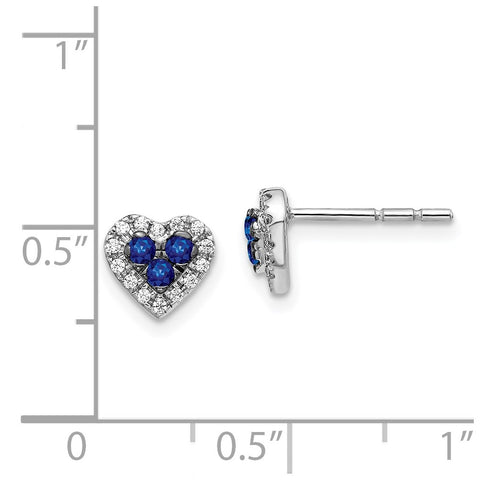 14k White Gold Diamond and Sapphire Heart Post Earrings-WBC-EM5610-SA-013-WA