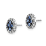 14k White Gold Diamond and Sapphire Oval Post Earrings-WBC-EM5611-SA-013-WA