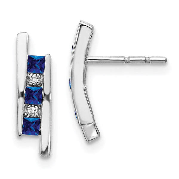 14k White Gold Diamond and Sapphire Earrings-WBC-EM5614-SA-002-WA