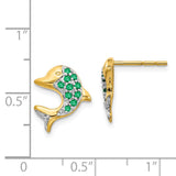 14k and Rhodium Emerald and Diamond Dolphin Post Earrings-WBC-EM5615-EM-001-YA