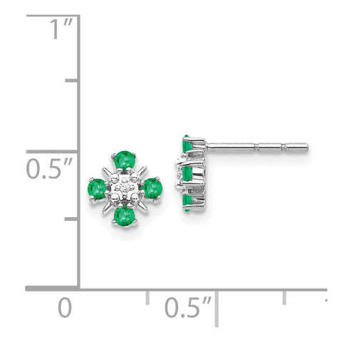 14k White Gold Emerald and Diamond Post Earrings-WBC-EM5616-EM-001-WA