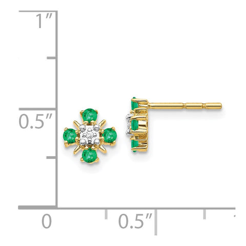14k Gold Emerald and Diamond Post Earrings-WBC-EM5616-EM-001-YA