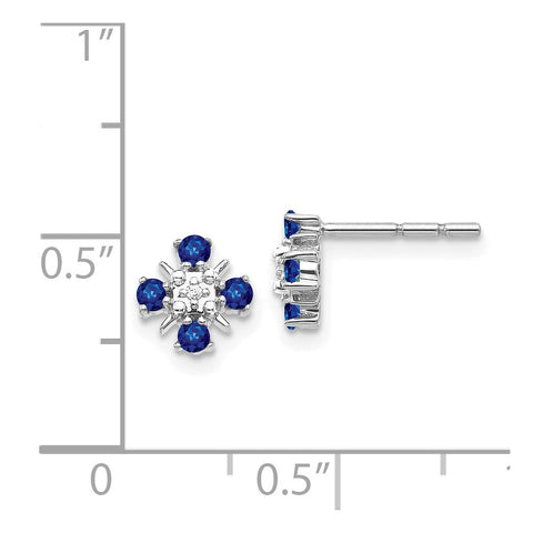 14k White Gold Blue Sapphire and Diamond Post Earrings-WBC-EM5616-SA-001-WA