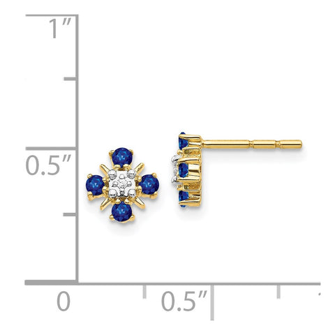 14k Gold Blue Sapphire and Diamond Post Earrings-WBC-EM5616-SA-001-YA