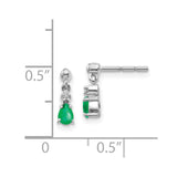 14k White Gold Emerald and Diamond Dangle Post Earrings-WBC-EM5617-EM-001-WA