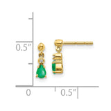 14k Gold Emerald and Diamond Dangle Earrings-WBC-EM5617-EM-001-YA