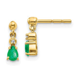 14k Gold Emerald and Diamond Dangle Earrings-WBC-EM5617-EM-001-YA