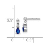 14k White Gold Blue Sapphire and Diamond Dangle Post Earrings-WBC-EM5617-SA-001-WA