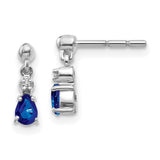 14k White Gold Blue Sapphire and Diamond Dangle Post Earrings-WBC-EM5617-SA-001-WA