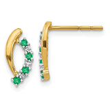 14k Diamond and Emerald Post Earrings-WBC-EM5618-EM-002-YA