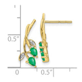 10k Diamond and Pear Emerald Floral Post Earrings-WBC-EM5619-EM-001-1YA