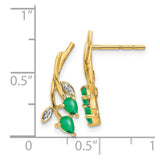 14k Diamond and Pear Emerald Floral Post Earrings-WBC-EM5619-EM-001-YA