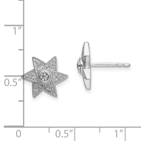 14k White Gold Diamond Six Pointed Star Post Earrings-WBC-EM6607-020-WA