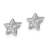 14k White Gold Diamond Star Post Earrings-WBC-EM6608-010-WA