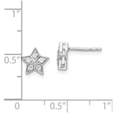 14k White Gold Diamond Star Post Earrings-WBC-EM6608-010-WA
