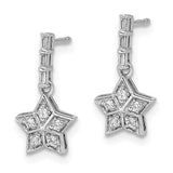 14k White Gold Diamond Star Dangle Earrings-WBC-EM6610-016-WA