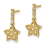 14k Yellow Gold Diamond and Yellow Sapphire Star Dangle Earrings-WBC-EM6611-SAY-006-YA