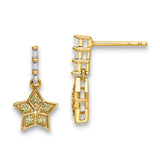 14k Yellow Gold Diamond and Yellow Sapphire Star Dangle Earrings-WBC-EM6611-SAY-006-YA