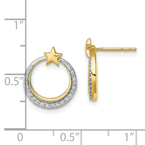 14k Polished Moon and Stars Diamond Post Earrings-WBC-EM6789-015-YA