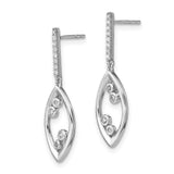 14k White Gold Polished Fancy Dangle Diamond  Post Earrings-WBC-EM6826-016-WA