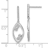 14k White Gold Polished Fancy Dangle Diamond  Post Earrings-WBC-EM6826-016-WA