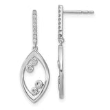 14k White Gold Polished Fancy Dangle Diamond  Post Earrings-WBC-EM6826-016-WA