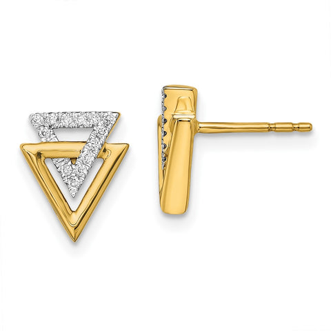 14k Polished Triangle Diamond Post Earrings-WBC-EM6832-009-YA
