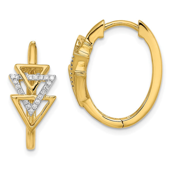 14k Polished Triple Triangle Diamond Hinged Hoop Earrings-WBC-EM6834-011-YA