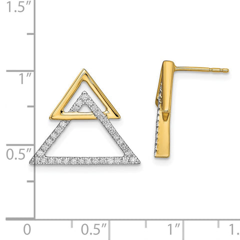 14k Polished Double Triangle Diamond Post Earrings-WBC-EM6835-033-YA