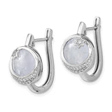 14k White Gold Dia. & Moonstone Moon & Star Hinged Hoop Earrings-WBC-EM6843-020-WA