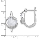 14k White Gold Dia. & Moonstone Moon & Star Hinged Hoop Earrings-WBC-EM6843-020-WA