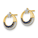 14k Polished Sapphire and Diamond Star and Circle Post Earrings-WBC-EM6846-SA-012-YA
