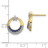 14k Polished Sapphire and Diamond Star and Circle Post Earrings-WBC-EM6846-SA-012-YA