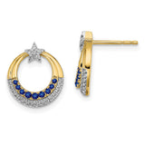 14k Polished Sapphire and Diamond Star and Circle Post Earrings-WBC-EM6846-SA-012-YA