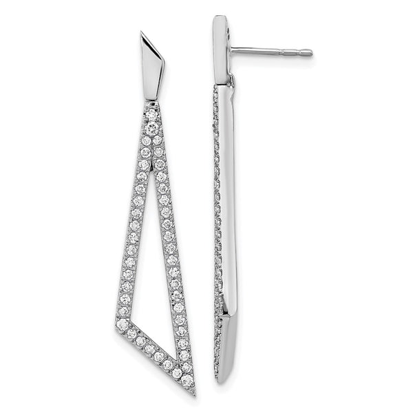 14k White Gold Diamond Triangle Post Earrings-WBC-EM6855-075-WA