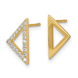 14k 1 Polished 1 Diamond Mis-match Triangle Post Earrings-WBC-EM6856-010-YA