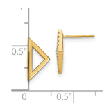 14k 1 Polished 1 Diamond Mis-match Triangle Post Earrings-WBC-EM6856-010-YA