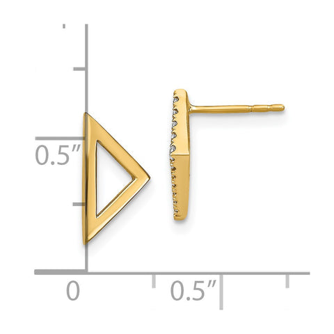 14k 1 Polished 1 Diamond Mis-match Triangle Post Earrings-WBC-EM6856-010-YA