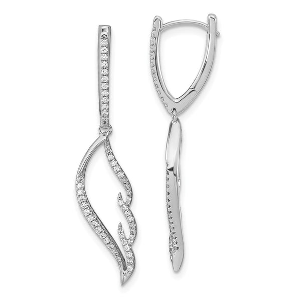 14k White Gold Diamond Wing Hinged Hoop Dangle Earrings-WBC-EM6858-033-WA